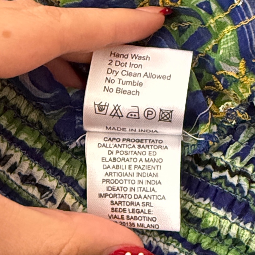 ANTICA SARTORIA by Giacomo Cinque LEMONS blue Mediterranean sequin sheer Dress - Picture 12 of 14